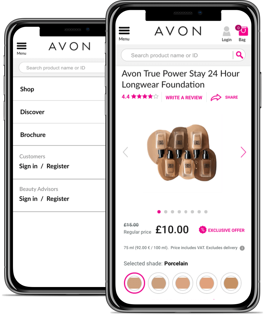 Avon Mobile Design Concepts of New Navigation and PDP