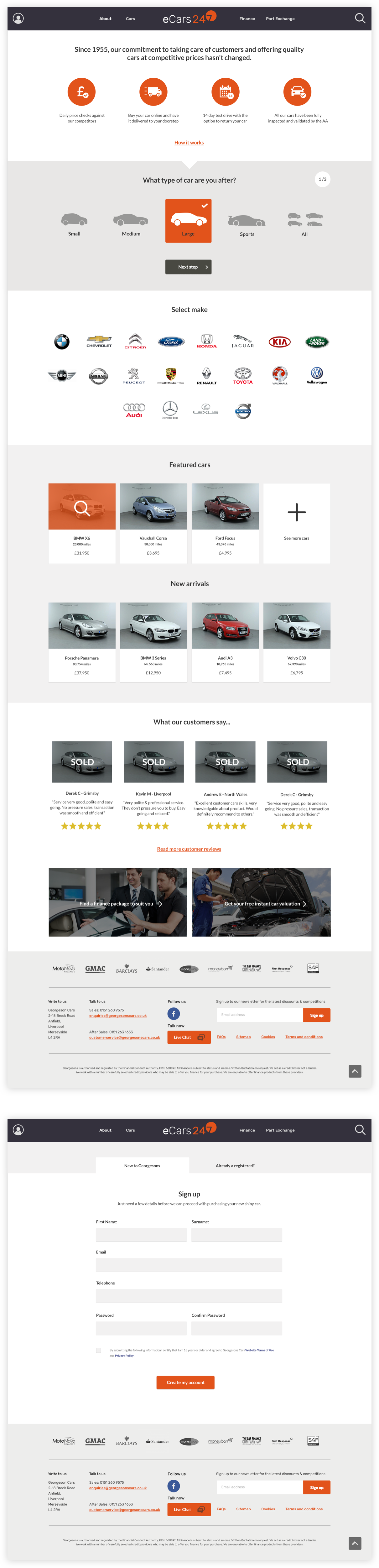 eCars 24/7 eCommerce Design