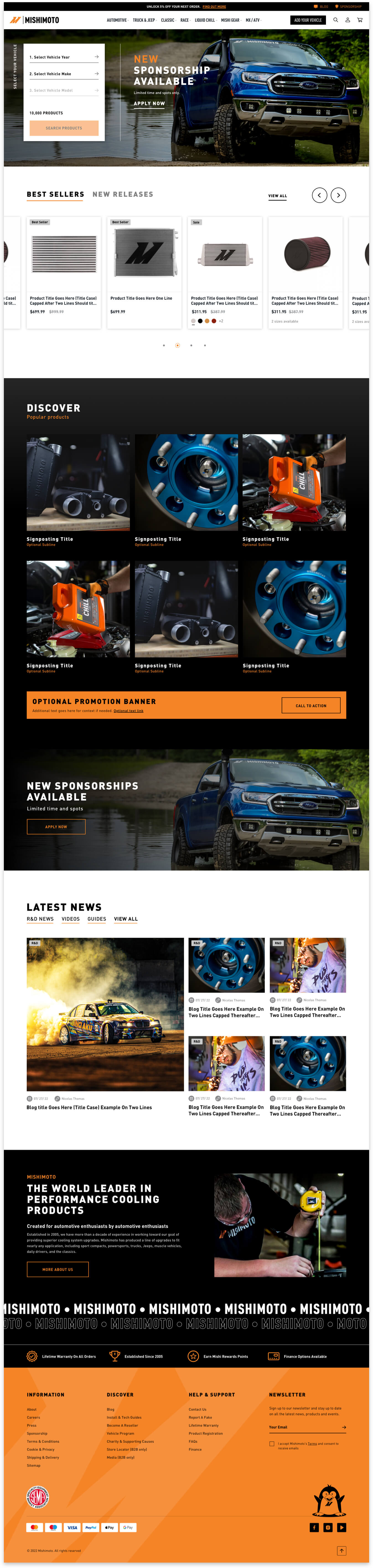 Mishimoto Web design homepage