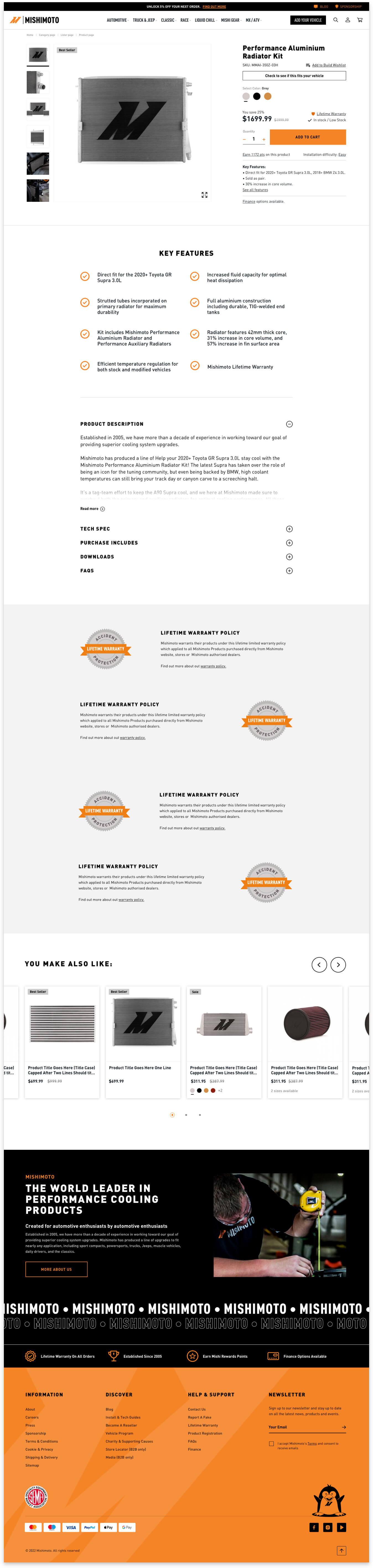 Mishimoto Webdesign productpage