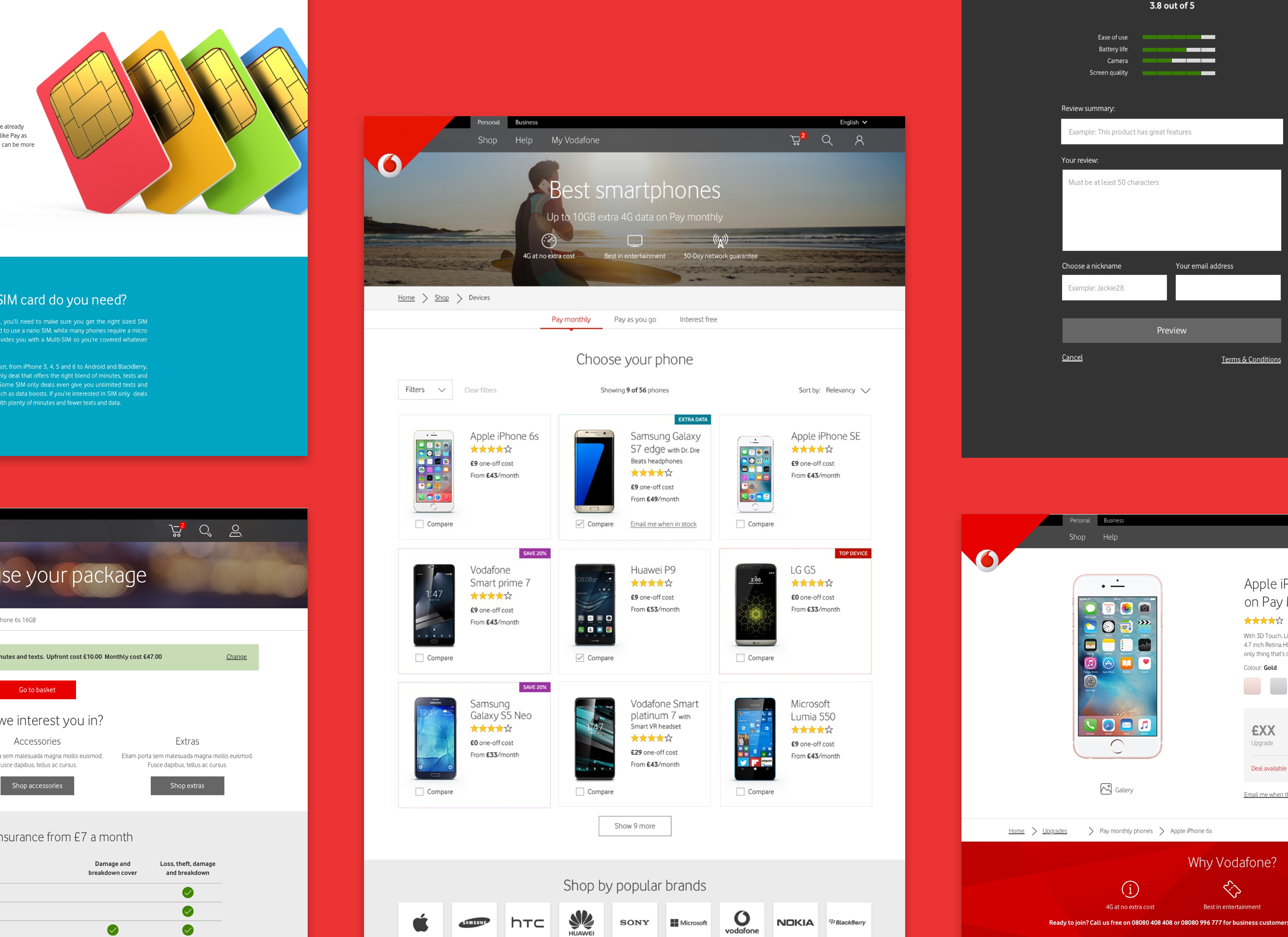 Vodafone Web Page Designs