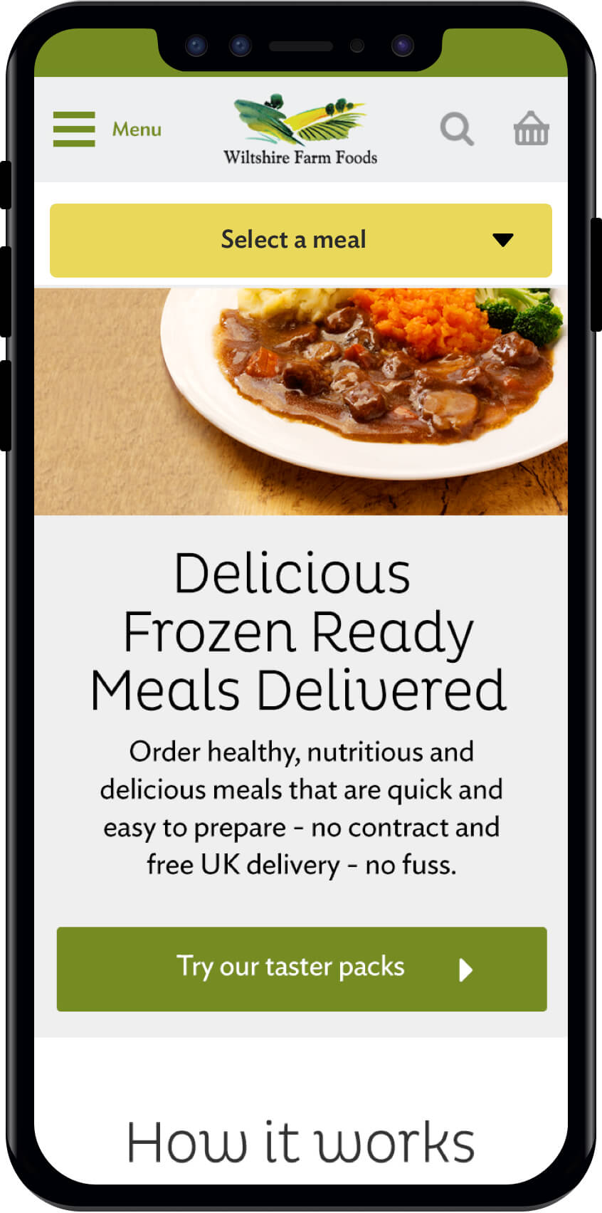 Wiltshire Farm foods ecommerce mobile Web Design